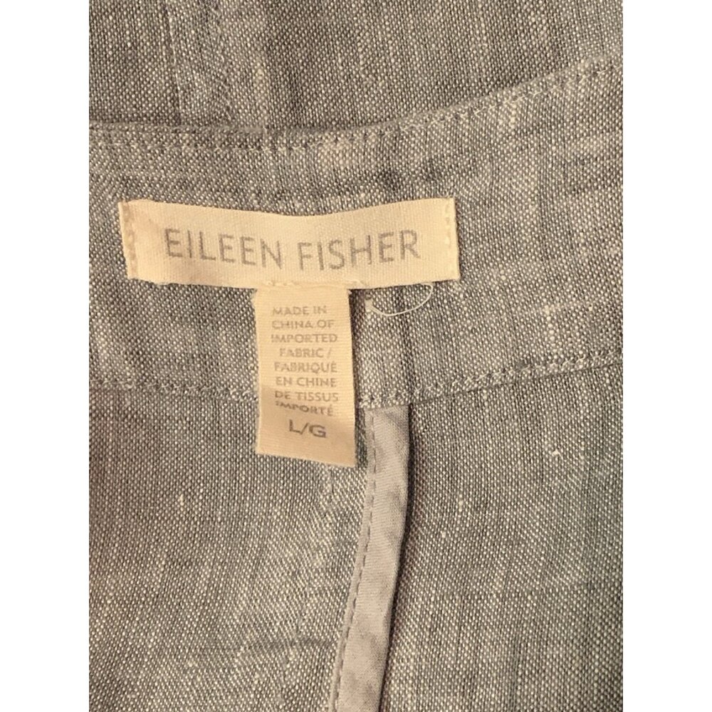 Eileen Fisher Coatigan Women Large Gray 100% Linen Open Front Long Jacket Kimono - Picture 3 of 5